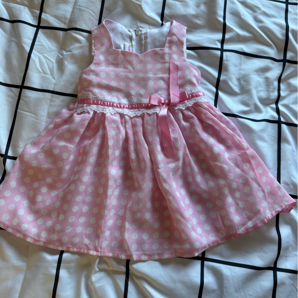 Ashley Ann Pink and White Polka Dot Dress